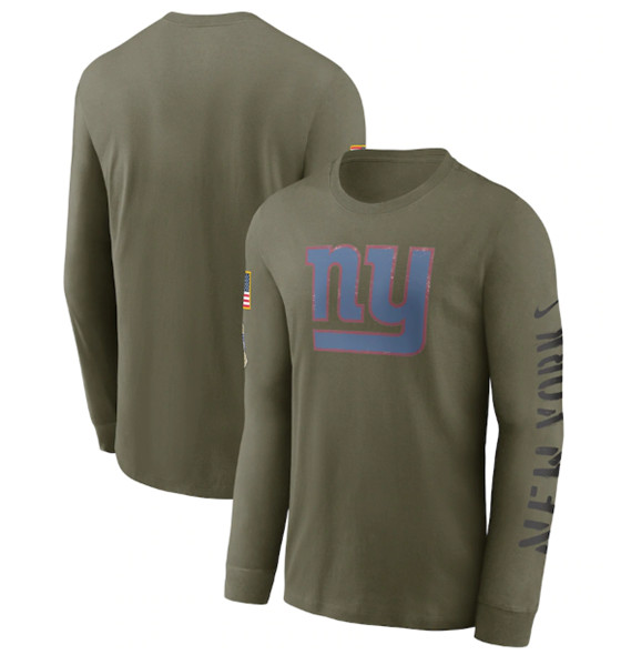 Men's New York Giants 2022 Olive Salute to Service Long Sleeve T-Shirt